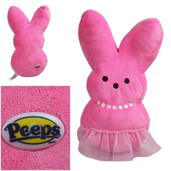 Peeps Ballet Bunny Plush Pink w/Tutu Necklace Easter Spring Stuffed Animal - Picture 1 of 9